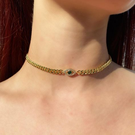 Kamal Beverly Hills on Instagram: “BACK IN STOCK! The emerald evil eye choker is back in stock in store and online at KamalBeverlyHills.com! 18k gold plated on a sterling…” Emerald Eyes, Eye Pendant, Evil Eye Pendant, Chain Choker Necklace, Jewelry Photography, Flower Jewelry, Girly Jewelry, Chain Choker, Handmade Fashion