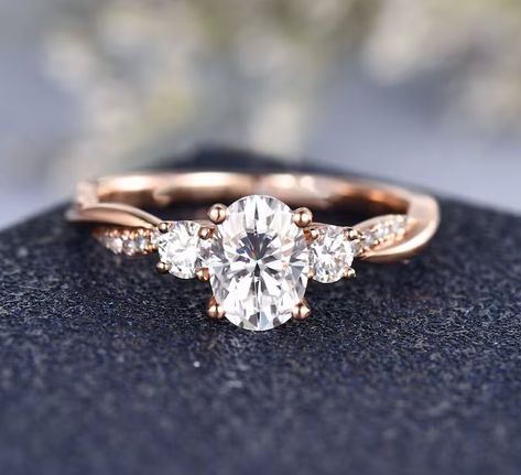 2CTW Oval Cut Moissanite Engagement Ring Three Stone Half Eternity Infinity Band Three Stone Engagement Rings Halo, Engagement Ring Infinity, Braided Wedding Rings, Rings 2023, Engagement Ring Three Stone, Oval Cut Moissanite Engagement Ring, Hidden Halo Ring, Pretty Engagement Rings, Dream Rings