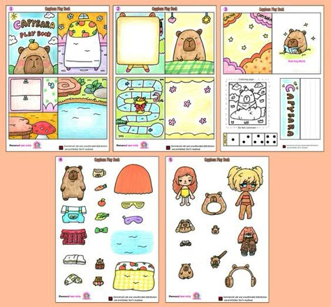 Capybara Play book DIY/Quiet book/Busy book/Gamebook/printables - pinkpingdoll's Ko-fi Shop - Ko-fi ❤️ Where creators get support from fans through donations, memberships, shop sales and more! The original 'Buy Me a Coffee' Page. Pink Ping World Printables, Cute Paper Dolls Printable, Cute Paper Doll, Squishy Book, Printable Paper Toys Templates, Diy Busy Books, Diy Quiet Book, Paper Doll Printable Templates, Dolls Printable