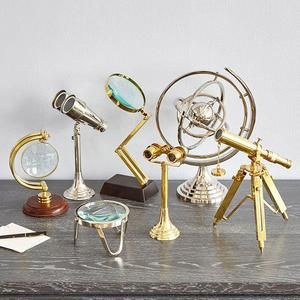 Bungalow 5 Edwin Magnifying Glass – Paynes Gray Rustic Cottage Style, Pig Sculpture, Bungalow 5, Square Mirror, Candle Lamp, Kathy Kuo Home, Build Your Dream Home, Magnifying Glass, Candle Lanterns