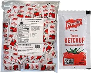 100 Count - French's Ketchup Packets - Ketchup Condiment Packs, Bundled in LK Plastic Slide Seal Food Storage Bag Packaged by CMC Products Ketchup Packets, French Classic, Tomato Ketchup, Ripe Tomatoes, High Fructose Corn Syrup, Bag Packaging, Food Safety, Corn Syrup, Ketchup