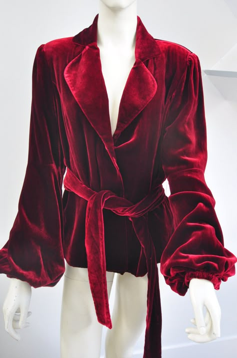 Luxurious Soft Velvet Red Velvet Jacket, Deep Red Velvet, 1970s Fashion, Velvet Jacket, Looks Style, Soft Velvet, Velvet Dress, Deep Red, Red Velvet