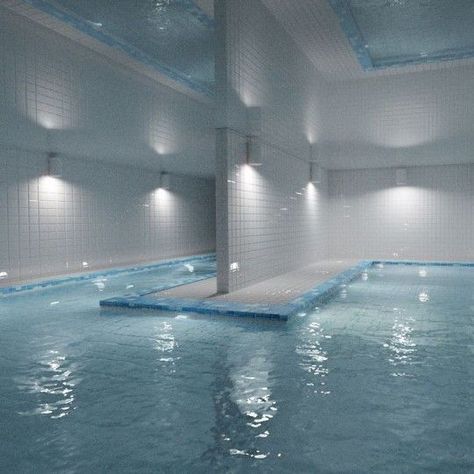 Blue Liminal Space, Dreams Core Aesthetic, Dreamscape Architecture, Dreamcore Aesthetic, Weirdcore Aesthetic, Water Aesthetic, Liminal Space, Dreamcore Weirdcore, Pool Rooms