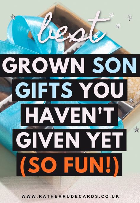 What to give your grown up or adult son as a gift and what to get your adult son for his birthday or Christmas, gift basket ideas and handmade selfmade DIY gifts ideas for men and guys, unique and unusual birthday gifts for your son that are low cost and easy to make, best no waste last minute adult son gifts ideas for the man who has everything or wants nothing Sunshine Box Ideas For Guys, Homemade Gifts For Adult Son, Golden Birthday Gifts For Boys, Fun Gifts For Men Christmas, Gamer Gift Basket For Men, 18th Birthday Gifts Son, Best Gifts For Adult Son, Sons 30th Birthday Ideas, Man Crates Diy Gift Ideas