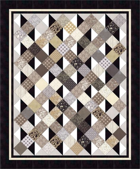 #453 Simply Serene - Digital download quilt pattern Black And White Quilt, Neutral Quilt, Black And White Quilts, Basic Quilt, Paper Quilt, Quilt Modernen, Half Square Triangle Quilts, Quilt Care, Easy Quilt Patterns