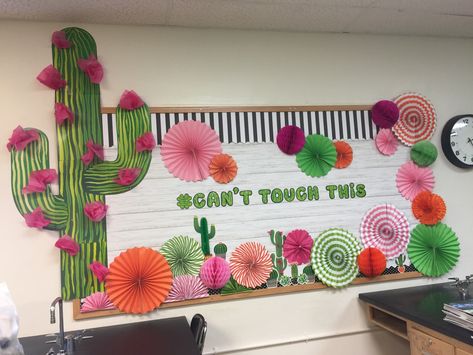 Cactus Themed Bulletin Boards, Desert Theme Classroom Door, Desert Prom Theme, Desert Theme Bulletin Boards, Classroom Decor Cactus, Fiesta Classroom Decor, Mexican Themed Classroom, Classroom Cactus Theme, Cactus Classroom Door Ideas