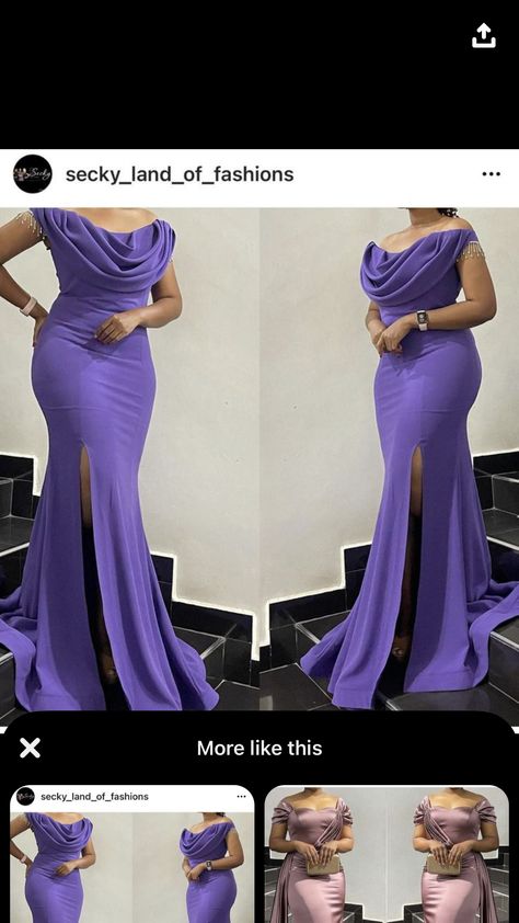 Bridal Train Dress Styles In Nigeria, Decent Dinner Gowns, Nigeria Bridesmaid Dresses, Silk Material Gown Styles, Bridal Train Styles In Nigeria, Silk Material Gown Styles In Nigeria, Material Gown Styles In Nigeria, Silk Dinner Gown, Latest Dinner Gown Styles