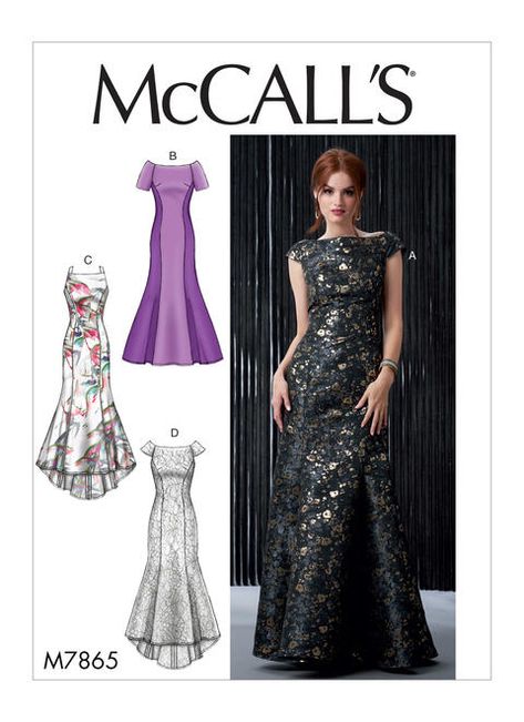 Prom Dress Sewing Patterns, Train Pattern, Mccalls Dress, Homemade Clothes, Evening Gown Pattern, Evening Dress Sewing Patterns, Prom Dress Pattern, Gown Sewing Pattern, Formal Dress Patterns