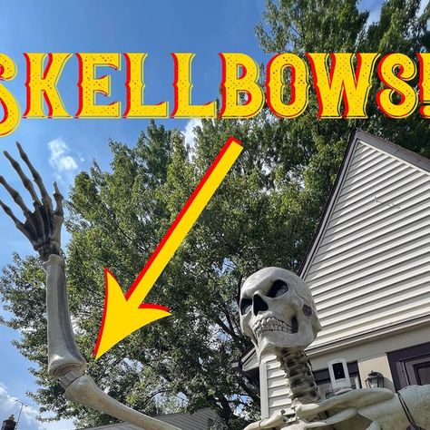 Skellbows - Etsy Giant Skeleton Decoration Ideas, 12 Foot Skeleton Ideas, 12 Ft Skeleton Ideas, Skelly Skeleton, 12 Foot Skeleton, Skeleton Poses, Prop Building, Skeleton Parts, Outside Halloween Decorations