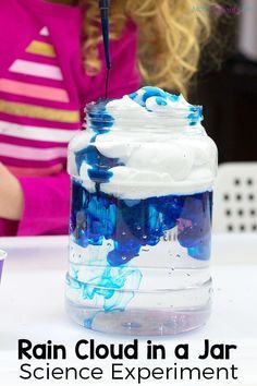 Rain Cloud In A Jar, Cloud Experiments, Spring Science Activities, Cloud In A Jar, Science Experiments Kids Elementary, Spring Science, Preschool Weather, Weather Science, Preschool Science Activities