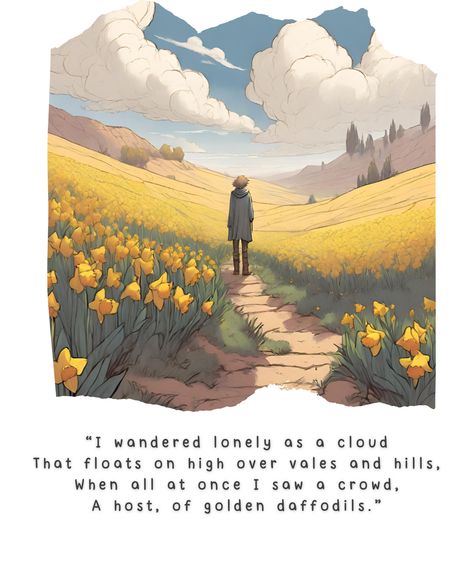 Poem Illustration Ideas, Poem Illustration Art, Daffodil Reference, Imagery Poems, Daffodils Poem, Illustrated Poem, Illustrated Poems, Collage Creator, Oc Creator