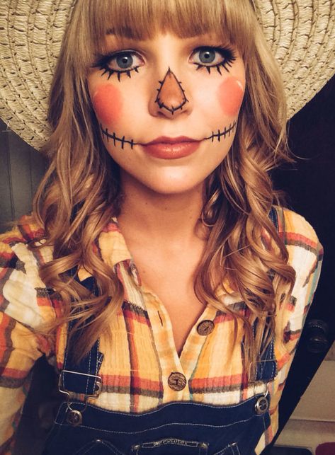 Diy Scarecrow Costume, Scarecrow Halloween Makeup, Mardi Gras Makeup, Halloween Costumes Scarecrow, Make Up Diy, Scarecrow Makeup, Diy Scarecrow, Halloweenský Makeup, Halloween Make-up Looks