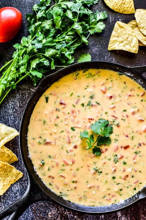 Cast Iron Cheese Dip, Best Queso Dip, Queso Dip Easy, Skillet Queso, Queso Dip Crockpot, The Best Queso, Mexican Board, Best Queso, Wednesday Dinner