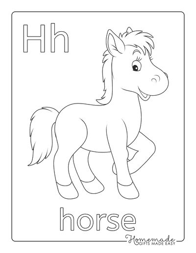 Horse Coloring Pages Cute Horse Outline Preschoolers Free Horse Coloring Pages, Letter H Horse Craft, H Is For Horse, Horses Coloring Pages, Horse Coloring Pages Free Printable, Easy Horse Drawing, Letter C Coloring Pages, Letter B Coloring Pages, Horse Outline