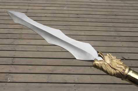 Spear|Chinese sword|China kung fu|Handmade art – Page 3 – Chinese Sword store Dragon Spear, Skyrim Swords, Hunting Spear, Fishing Spears, Metal Heads, Chinese Martial Arts, Stainless Steel Rod, Iron Steel, Fantasy Armor