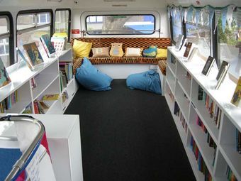 School Bus Bookstore, School Bus Library, Bus Library, Library Bus, Mobile Bookstore, Reading Buses, Book Van, Mobile Classroom, Book Bus