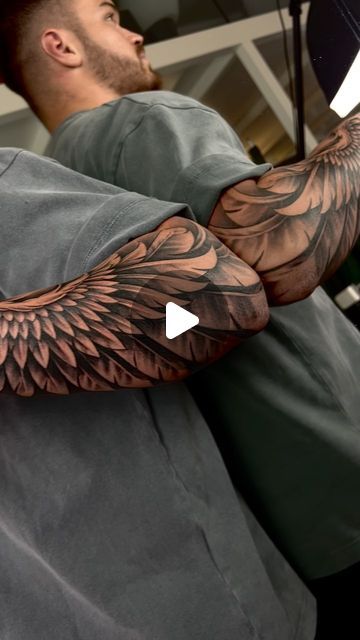 Mens Angel Back Tattoo, Wing Sleeve Tattoo For Men, Devils Tail Tattoo, Rose And Wings Tattoo Design, Forearm Wing Tattoo Men, Wing Forearm Tattoo For Men, Angel Sleeve Tattoo Mens, Wing Sleeve Tattoo, Lower Back Tattoos Men