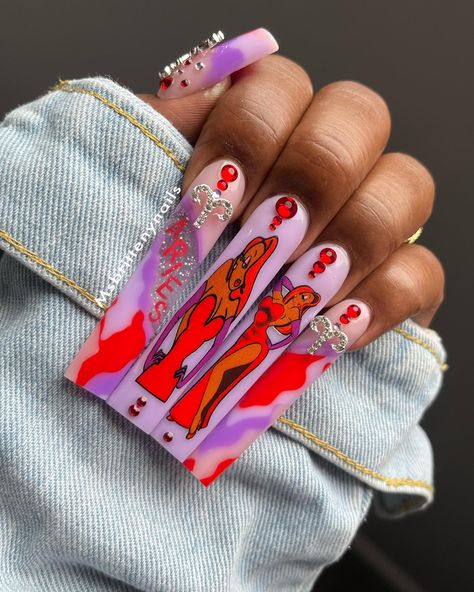 Jessica Rabbit Aries nails ♥️💜 My YouTube and Facebook is: Msbrittenynails #polygel #polygelnails #polygelnail #polygellove #polygelnailextensions #polygeltutorial #scupltednails #sculptednails #sculptedgelnails #ariesnails #jessicarabbit #jessicarabbitnails #rednails #purplenails #nailforms #nailsnailsnails #howtonails #naillove #nailideas #naillovers #nailinspo #nailideas Jessica Rabbit Nails, Aries Nails, Rabbit Nails, Sculpted Gel Nails, Fye Nails, Sculpted Nails, Polygel Nails, Nail Forms, Jessica Rabbit