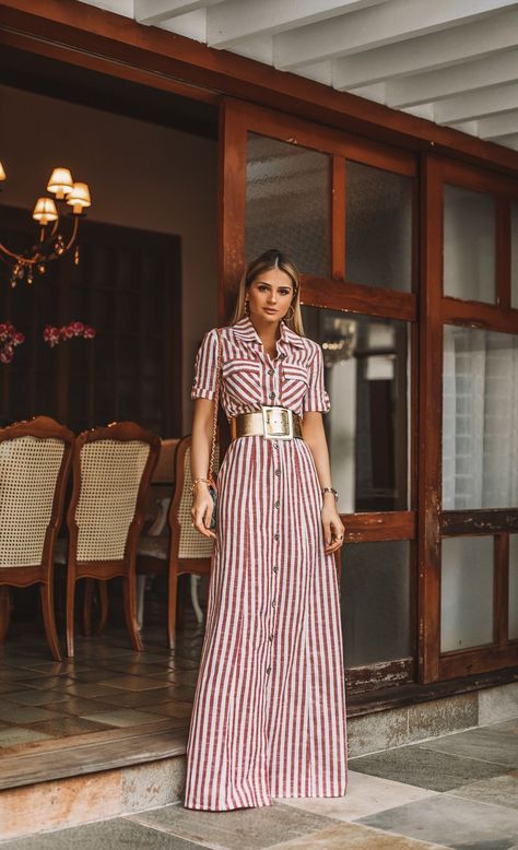 7bb060764a818184ebb1cc0d43d382aadesc52183530ri Maxi Vestidos, Vestidos Maxi, Ivory Gown, Outfits Casuales, Look Fashion, Striped Dress, Classy Outfits, Modest Fashion, Maxi Dresses