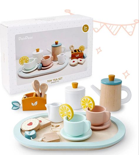 Tea Set Kids, Toddler Tea Set, Play Tea Set, Wooden Tea Set, Kids Tea Party, Toddler Kitchen, Toy Tea Set, Play Kitchen Accessories, Tea Party Setting