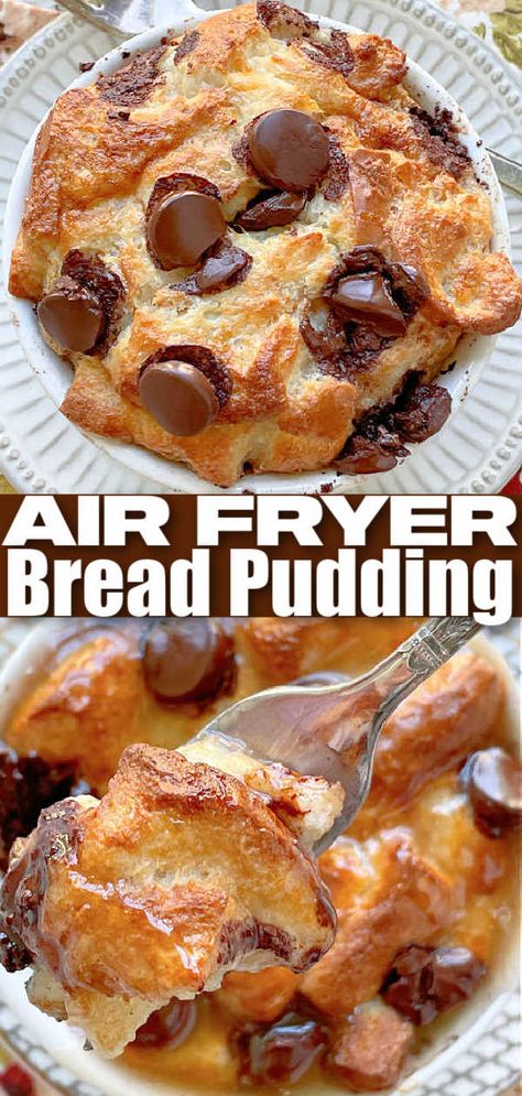 Bread And Chocolate, Air Fryer Dessert Recipes, Air Fryer Bread, Bourbon Butter, Fast Easy Desserts, Air Fryer Dessert, Air Fryer Recipes Dessert, Air Fryer Desserts, Air Fryer Food