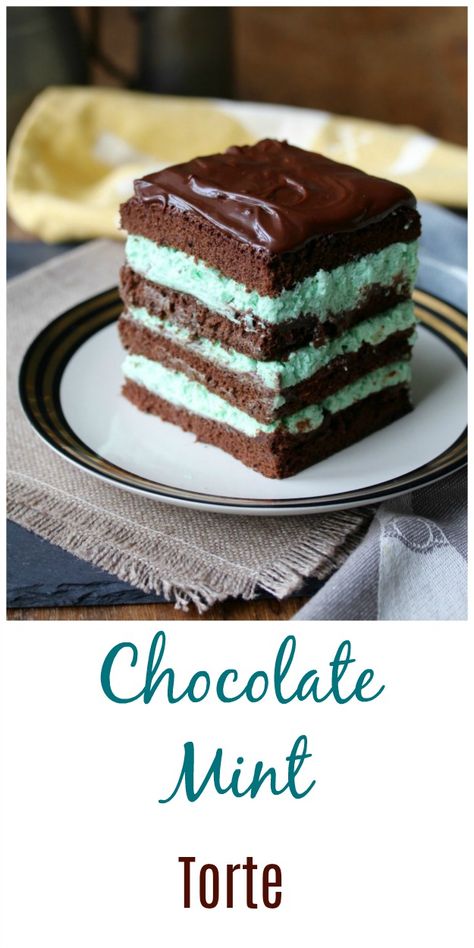 Chocolate Mint Torte #cake #chocolatemint #torte Mint Pie, Cake Recipe Chocolate, Minimal Cake, Mint Desserts, Peppermint Recipes, Mint Cake, Catering Desserts, Torte Cake, Chocolate Mint