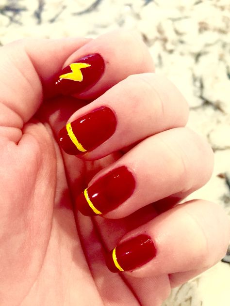 The flash nails The Flash Nails, Flash Nails, Flash Superhero, Abstract Nail, Abstract Nail Art, Tattoo Flash Sheet, Silver Hair Color, Nail Styles, Tattoo Flash