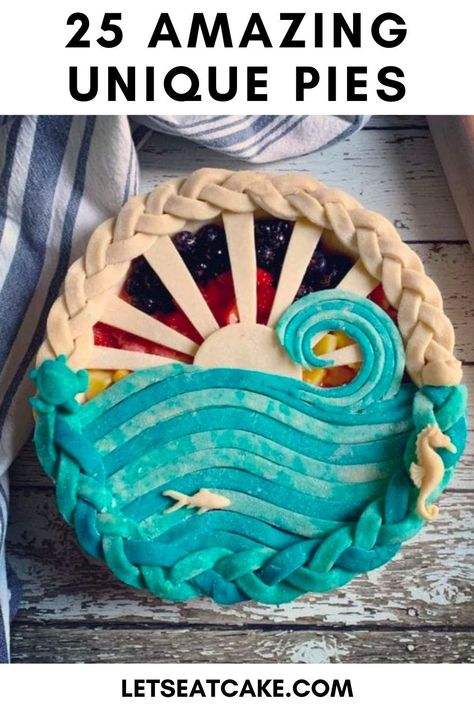 Savory Pie Recipes, Pretty Pie Crust, Fancy Pie Crust, Lemon Chiffon Pie, Pie Crust Art, Inspired Taste, Creative Pies, Birthday Pies, Pie Game