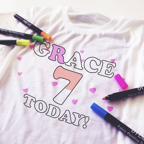 Personalised Children's Make Your Own Birthday T Shirt Fabric Pens, Bright Fabric, Bright Fabrics, Fabric Pen, Unique Birthday, Shop Gifts, Fabric Paint, 8th Birthday, Personalised Kids