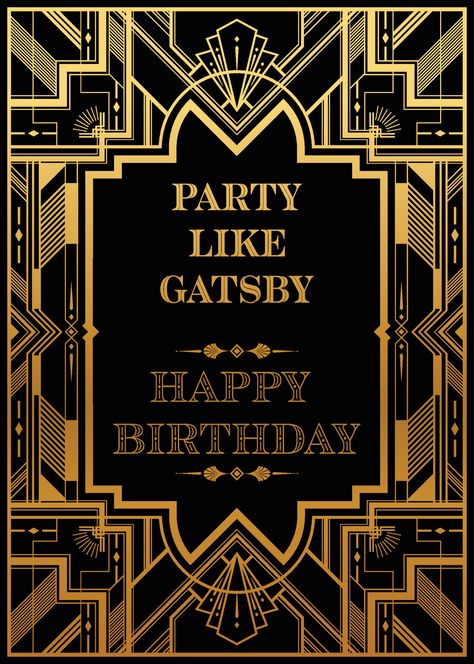 Gatsby Design Graphic, Gatsby Design, Gold Graphic Design, 45 Birthday, Gatsby Glamour, Gatsby Birthday, Arte Art Deco, Party Like Gatsby, Casino Jackpot