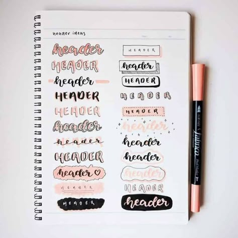 60+ amazing doodle "How to's" for your bullet journal | My Inner Creative Social Calligraphy, Minimalist Bullet Journal, Bullet Journal Titles, Bullet Journal Headers, Studera Motivation, Calligraphy Ideas, Bullet Journal Font, Journal Fonts, Bullet Journal Notes