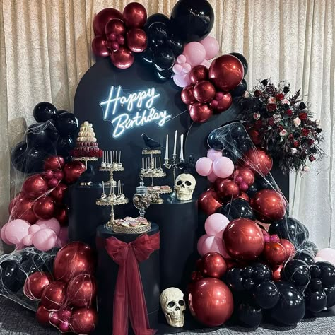 Zombie Themed Party, Pink Balloon Arch, Spider Pumpkin, Balloon Wreath, Halloween Balloon, Balloon Arch Kit, Halloween Balloons, Black Balloons, Birthday Halloween Party