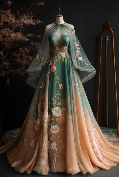 Indian Inspired Dresses, Fae Dress Gowns, Ethereal Gown Fairytale, Renfaire Wedding, Elf Gown, Masquerade Gowns, Fae Ball, Princess Life, Fantasy Outfits