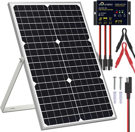 SOLPERK Solar Panel Kit 30W Solar Battery Trickle Charger 12v Solar Panel, Rv Car, Solar Battery Charger, Solar Car, Solar Panel Kits, Car Battery Charger, Electric Fence, Solar Charger, Solar Charging