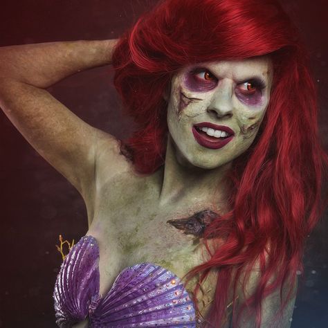 Zombie ariel Zombie Mermaid, Ariel Cosplay, Mermaid Cosplay, Fantasy Fest, Zombie Walk, Horror Villains, Horror Makeup, Fx Makeup, Disney Halloween