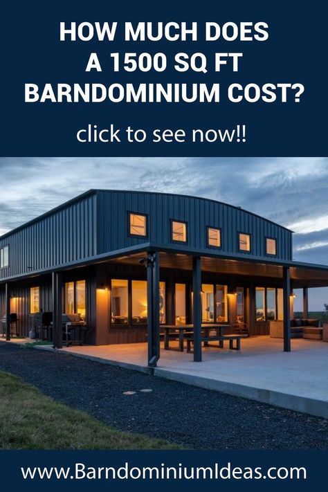 Barndominium Cost Per Square Foot Prices: Costs appear to be coming down after the craziness of 2021. The average will be around $95 to $125 a square foot for a full turnkey build. Average cost is $220,000. That includes granite countertops, Andersen windows, roll-up glass doors and many other amenities. Barndominium Restaurant, Condo Barndominium, 1500 Sq Ft Barndominium, Build A Barndominium, Barndominium Cost, Barndominium House, Rural Land, Build House, Andersen Windows