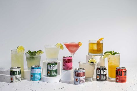 21 brands of canned cocktails you'll actually want to drink Canned Cocktail Packaging, Pink Colada, Canned Cocktails, Drink Design, Vodka Soda, Cherry Limeade, Aromatic Plant, Rum Drinks, Drink Labels