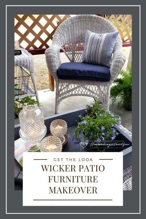 Wicker patio furniture is just a classic style. It is simple but beautiful and very comfortable at the same time. While there are gorgeous new wicker sets out there, there's just something about restoring an old crusty set to it's former glory. That is just what I did a few weeks ago and I love the result. Come along with me as I share the process of my Wicker Patio Furniture Makeover. Wicker Patio Furniture Makeover, Old Wicker Chairs, Plant Stand Makeover, Patio Chairs Makeover, Wicker Chair Cushions, Patio Furniture Makeover, Wicker Patio Chairs, Diy Porch Decor, Simple Living Lifestyle