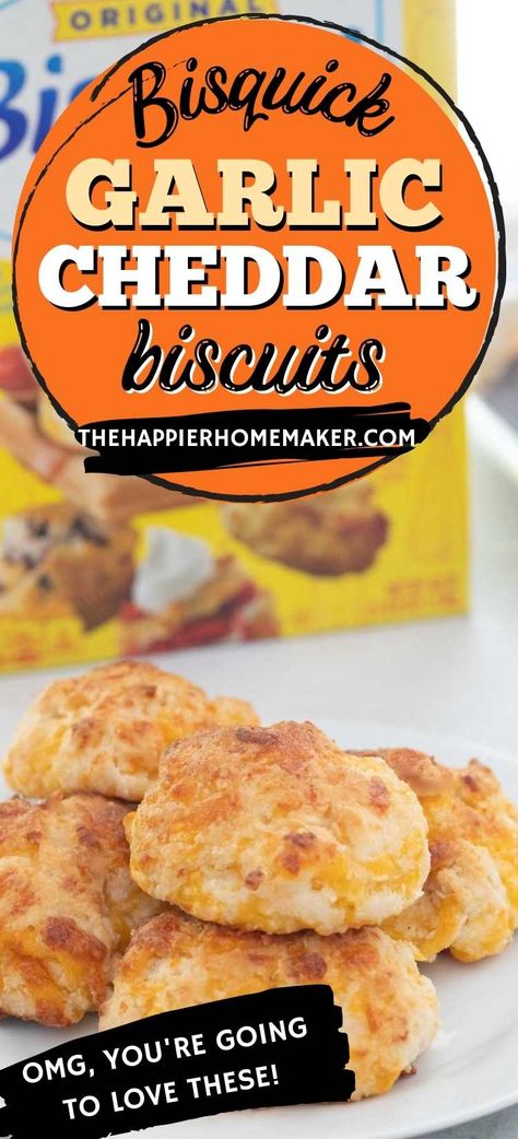 Bisquick makes making delicious cheddar garlic biscuits so easy! With just 5 ingredients you can have these tasty biscuits ready to eat in less than 20 minutes! Bisquick Cheese Garlic Biscuits, Garlic Cheese Biscuits Bisquick, Cheese Biscuits Easy Bisquick, Bisquick Cheddar Garlic Biscuits, Bisquick Garlic Biscuits, Beer Biscuits Bisquick, Bisquick Garlic Cheese Biscuits, Garlic Cheddar Biscuits Bisquick, Bisquick Garlic Bread