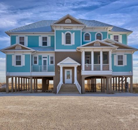 Windswept beach house Tiny Beach House, District 4, Gulf Shores Vacation, Gulf Shores Alabama, House Of Turquoise, Dream Beach Houses, Beach Homes, Vacation House, Beach Cottage Style