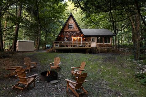 Poconos Cabin, Electric Baseboard Heaters, Weekend With Friends, Camelback Mountain, Front Deck, Getaway Cabins, Casa Container, Air Bnb, A Frame Cabin