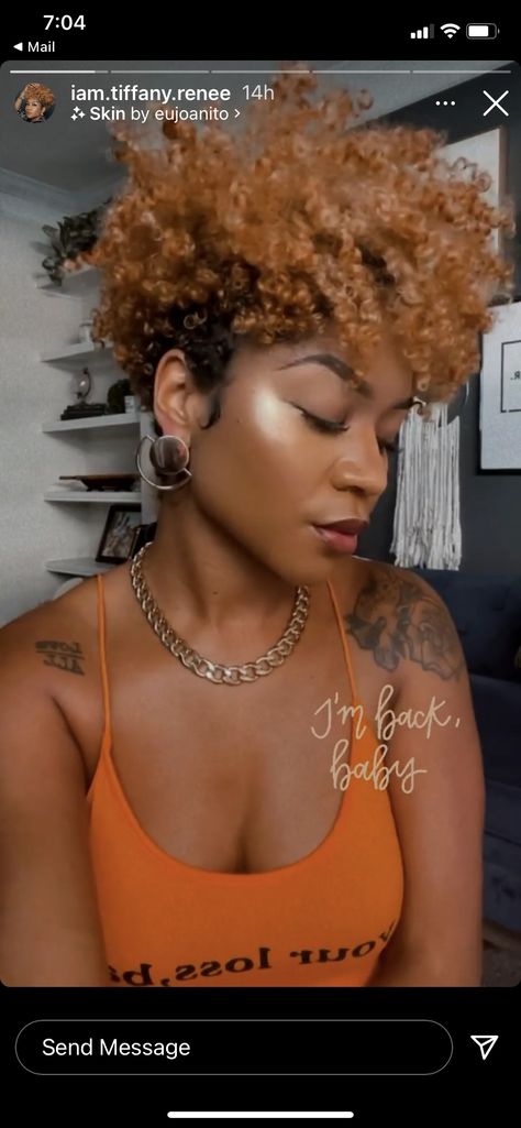 Rose Gold Hair For Black Women, Short Colored Natural Hair Black Women, Ginger Tapered Natural Hair, Blonde Tapered Haircut Black Women, Tappered Hair Cut For Black Women, Natural Hair Mullet Black Women, Tapered Mohawk Natural Hair Black Women, Short Natural Haircuts With Color, 4c Mohawk Natural Hair