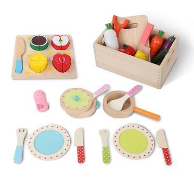 Kids Play Food, Wooden Kitchen Set, Childrens Cooking, Kitchen Play Set, Kitchen Playset, Play Wood, Pretend Play Food, Wooden Food, Kids Pretend Play