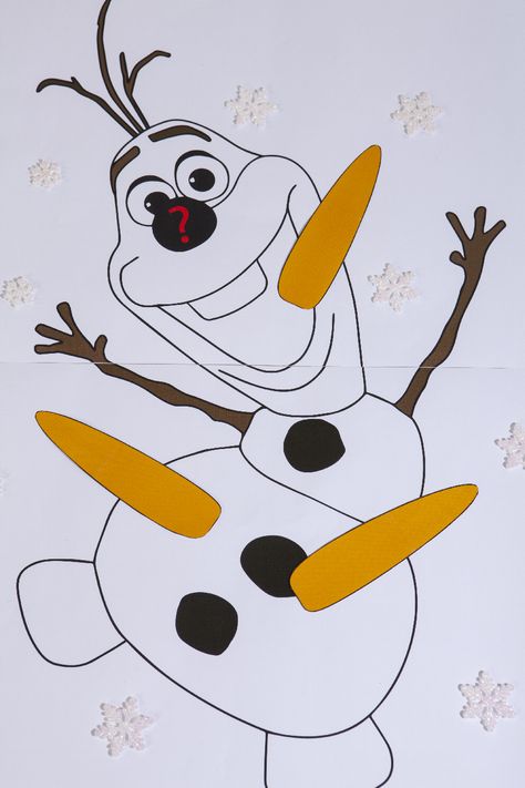 Frozen - Pin the Nose on Olaf | Tambini Pin The Nose On Olaf, The Nose, Olaf, Olaf The Snowman, Frozen, Happy Birthday, Disney Characters, Birthday