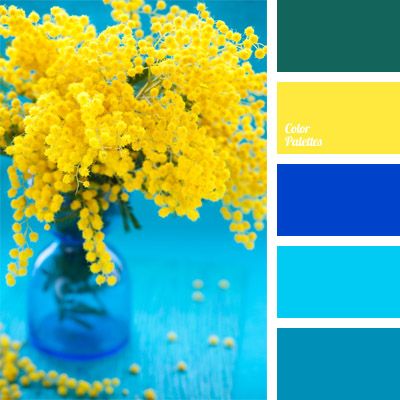 Combination of blue and deep blue shades of different intensity makes the yellow color look even brighter. This mix will be good for summer breakfast outsi. Blue Yellow Kitchens, Dental Ideas, Flat Bedroom, Kitchen Yellow, Color Palette Yellow, Colour Combos, בר מצווה, Color Palette Design, Color Balance