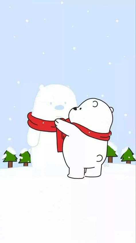 We Bare Bears Christmas Wallpaper, Ice Bear Christmas, We Bare Bears Christmas, Cute Panda Drawing, Ice Bear We Bare Bears, Wallpaper Wa, We Bare Bears Wallpapers, Ice Bear, Ice Bears