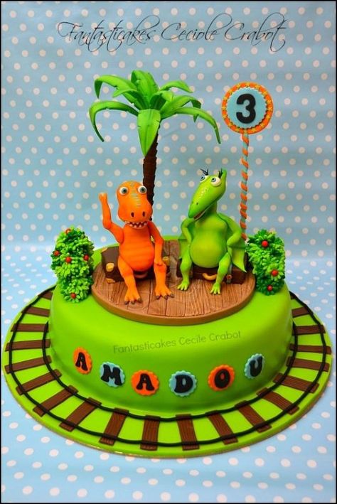 Dinosaur Train Cake Dinosaurus Cake, Dinosaurs Cakes, Dinosaur Train Birthday Party, Dinosaur Train Cakes, Dinosaur Train Birthday, Dinosaur Train Party, Dinosaur Cakes, Dino Cake, Dinosaur Birthday Cakes