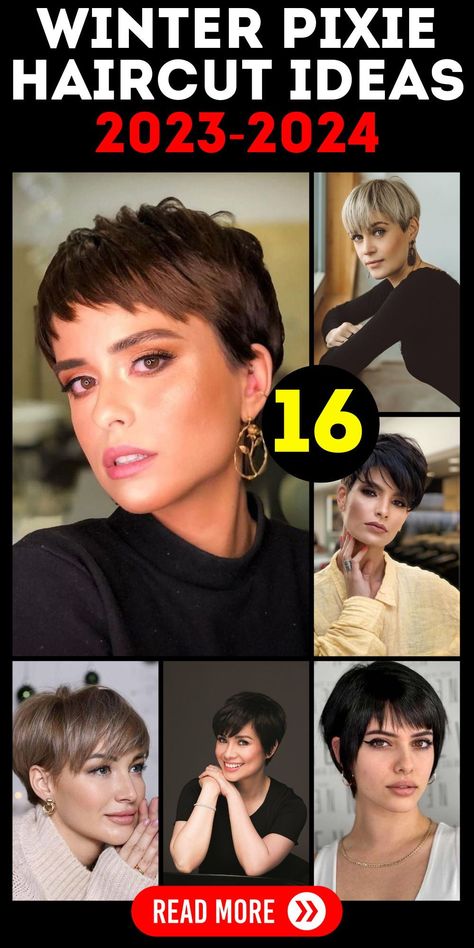 Pixie Haircut Color, Funky Pixie Cut, Very Short Pixie Cuts, Layered Pixie Cut, Messy Pixie Haircut, Pixie Haircut Fine Hair, Short Blonde Pixie, Brunette Pixie, Short Curly Pixie