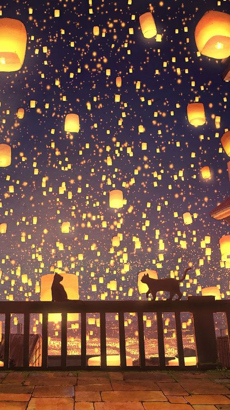 Lantern Wallpaper Iphone, Tangled Lantern Wallpaper, Sky Lanterns Wallpaper, Lanterns In The Sky, Lantern Wallpaper, Tangled Lanterns, Tangled Wallpaper, Sky Lantern, Lantern Painting