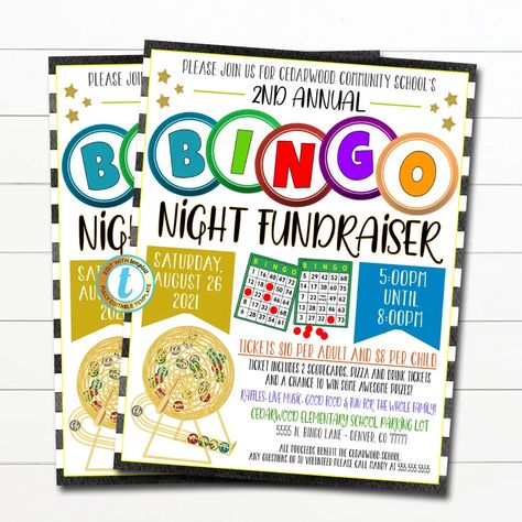 Bingo Night Flyer Fundraiser Community Event Invitation Church | Etsy Bingo Night Fundraiser, School Council, Baseball Fundraiser, Creative Fundraising, Pta Fundraising, St Cecilia, School Fundraising, Bingo Night, School Pto